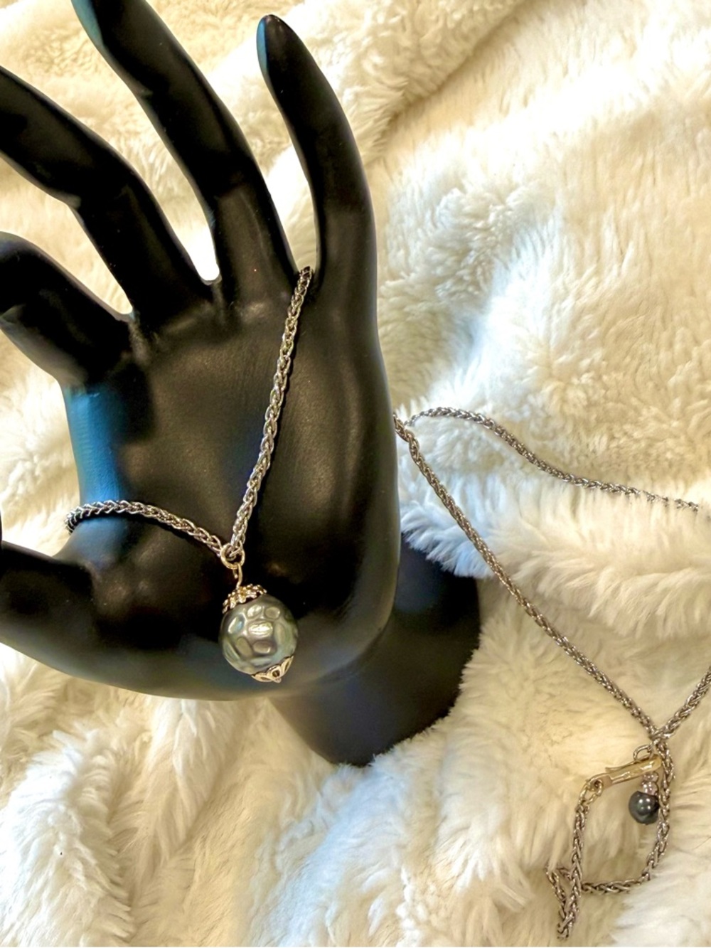 Sterling Silver Gray Pearl Pendant Necklace